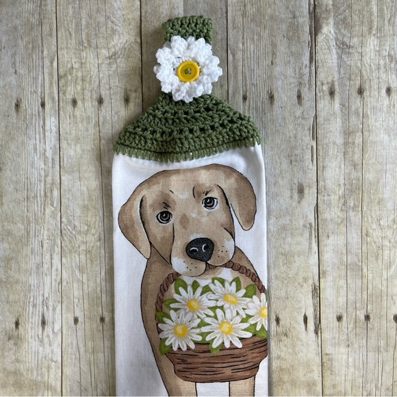 Hand Crafted Other - Crochet Top Puppy & Daisies Hanging HandTowel Daisy Flower Top Single Thickness